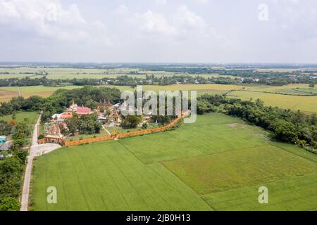 Aerial view of the campus of Khmer temple Bung Coc, Soc Trang, Viet Nam Stock Photo