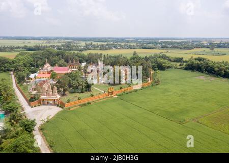 Aerial view of the campus of Khmer temple Bung Coc, Soc Trang, Viet Nam Stock Photo