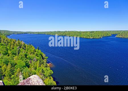 Expansive View From a Lake Shore Cliff on Winchell Lake in the Boundary Waters in Minnesota Stock Photo