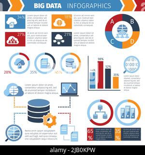 Big data exchange and storing complex wireless computer systems technology statistic analysis  infographic report abstract vector illustration Stock Vector