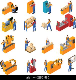 Manufacturing Process Isometric Icons Set Vector Stock Vector Image ...