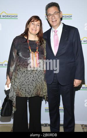 New York, USA. 01st June, 2022. (L-R) Myriam Alchanati and Dr. Albert Bourla, Chief Executive Officer of Pfizer, attend the 2022 Sesame Workshop Benefit Gala at Cipriani 42nd Street, New York, NY, June 1, 2022. (Photo by Anthony Behar/Sipa USA) Credit: Sipa USA/Alamy Live News Stock Photo