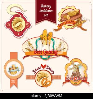 Vector set of vintage bakery emblems, logos, badges and labels Stock ...