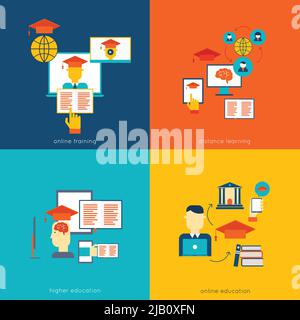 Set of flat design concept icons for web and mobile services and apps vector illustration Stock Vector