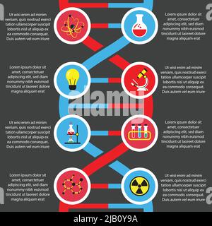 Chemistry or biology flat infographics layout design elements for school education presentation vector illustration Stock Vector