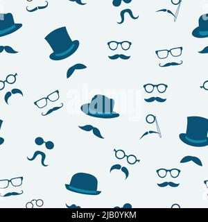 Seamless doodle accessories of mustache hats and glasses pattern background vector illustration Stock Vector