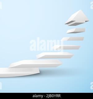 Ascending upward staircase arrow symbol rising moving improvement concept vector illustration Stock Vector