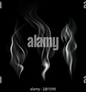 Smooth realistic smoke flowing wave on dark background vector illustration Stock Vector