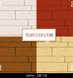 Seamless wooden parquet laminate floor planks backgrounds patterns set vector illustration Stock Vector