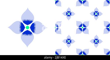 Blue colored flower isolated on white background is in Seamless pattern - vector illustration Stock Vector