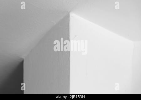 Abstract architecture background, white corner and ceiling, black and white photo Stock Photo