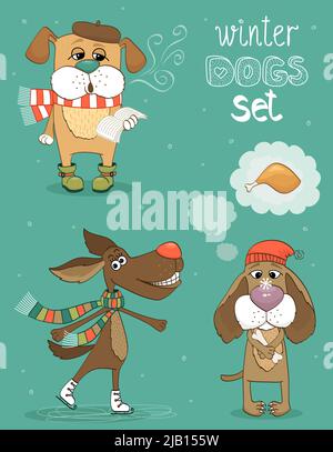 Hipster set of cute fashion dogs vector illustration Stock Vector Image ...
