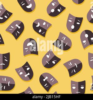 Seamless background pattern with theatrical masks vector illustration Stock Vector