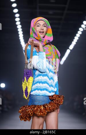 Sao Paulo, Brazil. 1st Jun 2022. Model during the Ponto Firme Project at  Sao Paulo Fashion Week (SPFW) at Senac Lapa Faustolo in Sao Paulo. (Photo:  Vanessa Carvalho/Brazil Photo Press) Credit: Brazil