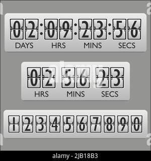 Countdown clock digits board panels timer Vector Image