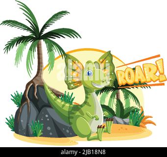 dilophosaurus dinosaur animal color icon vector illustration Stock ...