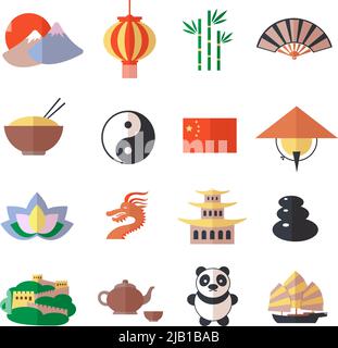 China travel symbols icons set, flat style Stock Vector Image & Art - Alamy