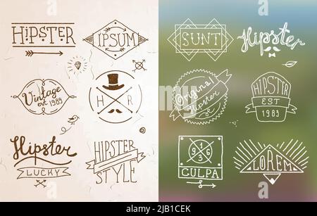 Hipster vintage design calligraphic badge label and emblem in sketch style vector illustration Stock Vector