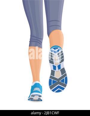 Running female woman legs in shoes isolated on white background vector illustration Stock Vector