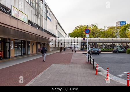 Tottori, JAPAN - Apr 1 2021 : Tottori Station, located in the Higashihonji-cho operated by the West Japan Railway (JR West), at evening. Stock Photo