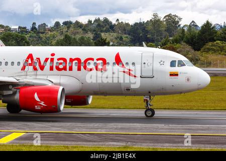 Medellin, Colombia - April 19, 2022: Avianca Airbus A320 airplane at Medellin Rionegro airport (MDE) in Colombia. Stock Photo