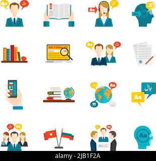 Translation and dictionary icons set Stock Vector Image & Art - Alamy