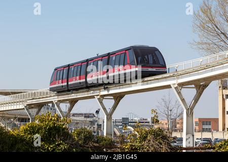 Venice, Italy - March 20, 2022: People Mover Venezia at Piazzale Roma public transport in Venice, Italy. Stock Photo