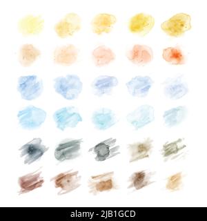 Set of Rainbow colors watercolor paint. Stain artistic vector used as being an element in the decorative design of festival background, poster, card, Stock Vector