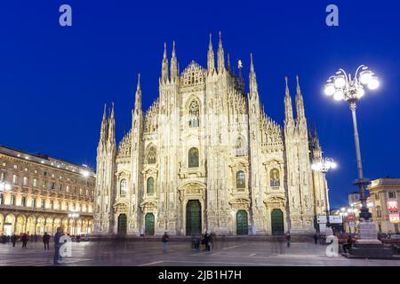 Milan Cathedral Duomo di Milano church travel traveling holidays vacation town city at twilight in Italy Stock Photo