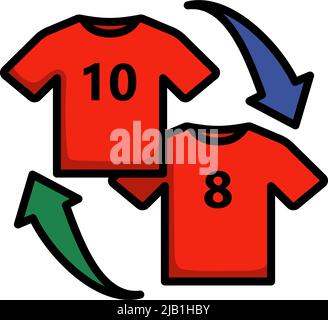 Icon Of Football Replace. Editable Bold Outline With Color Fill Design. Vector Illustration. Stock Vector