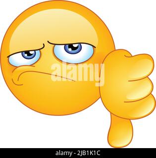 Unsatisfied emoji emoticon showing thumb down dislike hand gesture Stock Vector