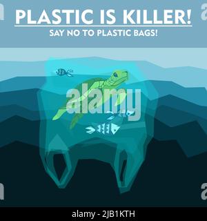 World oceans day, World Environment Day, Earth day, World Maritime Day concept vector illustration. Stop plastic pollution. Keep the oceans clean. Sav Stock Vector