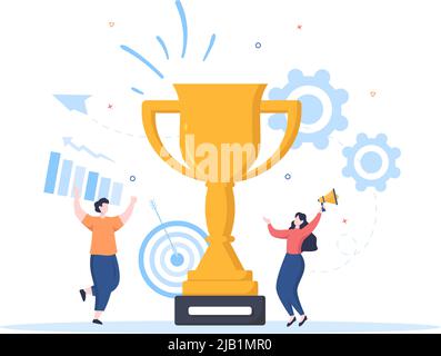 Happy Employee Appreciation Day Cartoon Illustration to Give Thanks or Recognition for their Employees with with Great Job or Trophy in Flat Style Stock Vector