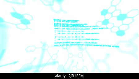 Image of dna strand over data processing Stock Photo