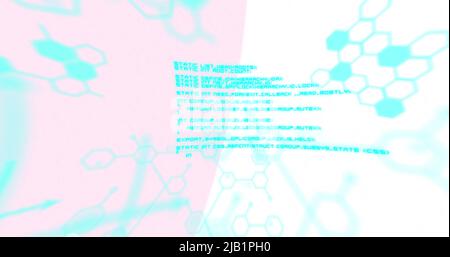 Image of medical data processing and dna strand spinning Stock Photo