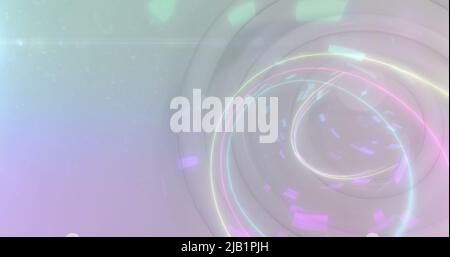 Image of white circles over digital tunnel Stock Photo