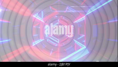 Image of white circles over digital tunnel Stock Photo