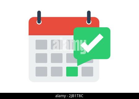Calendar icon with check mark. Success, approve, complete, goal concept. Stock Vector