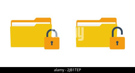 Folder lock icon flat style Stock Vector