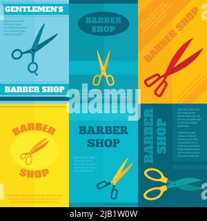 Barber shop professional equipment mini poster set isolated vector illustration Stock Vector