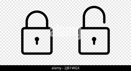 Lock icons isolated on transparent background Stock Vector