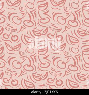 cherry hand drawn scribble doodle elements seamless pattern for fabric wallpaper wrapping Stock Vector