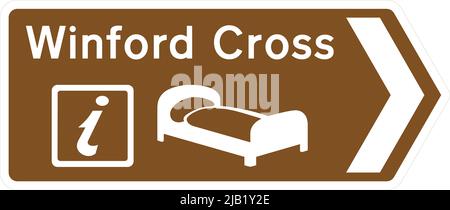 Winford Cross, Brown tourist and leisure facility signing, Road signs in the United Kingdom Stock Vector