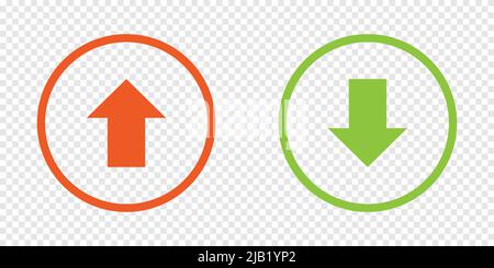 Upload download icon arrows set on transparent background Stock Vector