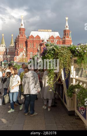 MOSCOW, RUSSIA, May 30, 2022: Fish Week. The fish market and food court in the city center, an annual event, is held in May. Stock Photo