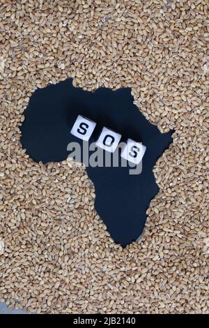 Africa as hunger and shortages loom. Grain shortage and food security, a world in crisis during war between Russia and Ukraine Stock Photo
