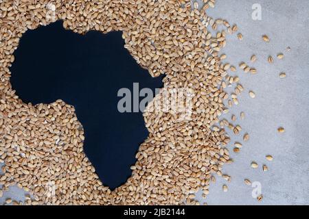 Africa as hunger and shortages loom. Grain shortage and food security, a world in crisis during war between Russia and Ukraine Stock Photo