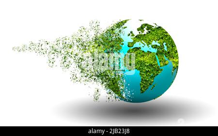 A world that is collapsing and disintegrating the concept of environmental conservation. Stock Photo