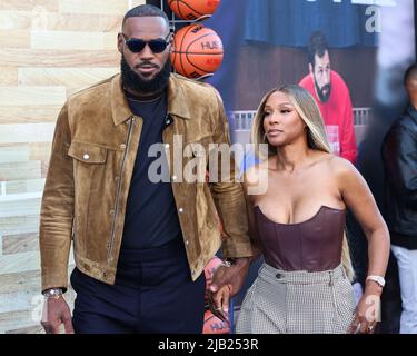 LeBron James and and Savannah Brinson arrive at the world premiere of ...