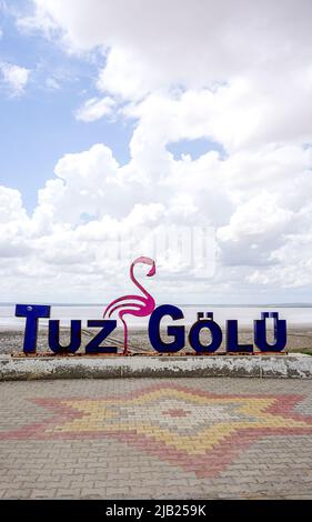 15 May 2022 Aksaray Turkey. Tuz golu Salt lake at Aksaray on a cloudy day Stock Photo